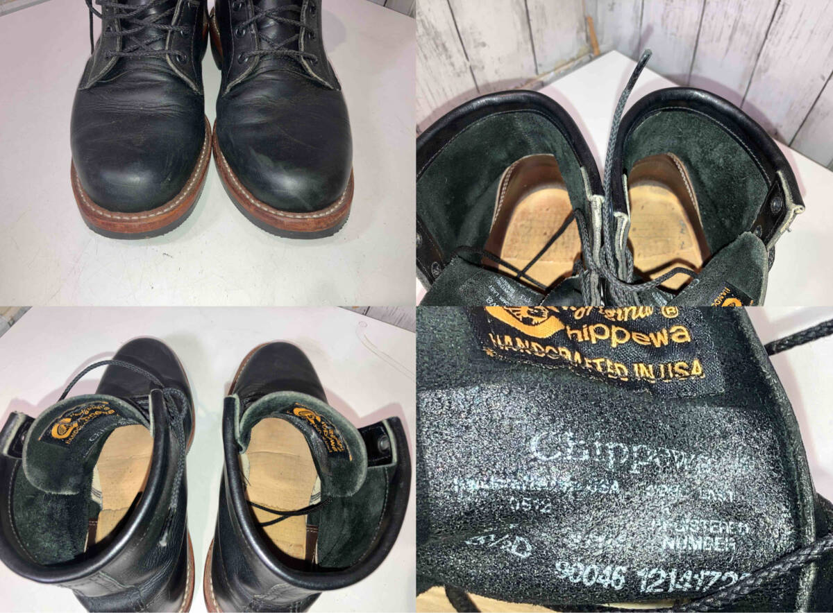 CHIPPEWA チペワ ブラック オデッサ レースアップブーツ/US8.5 ブラック/レザー/ビブラムソール 26.5cm 箱付_画像8