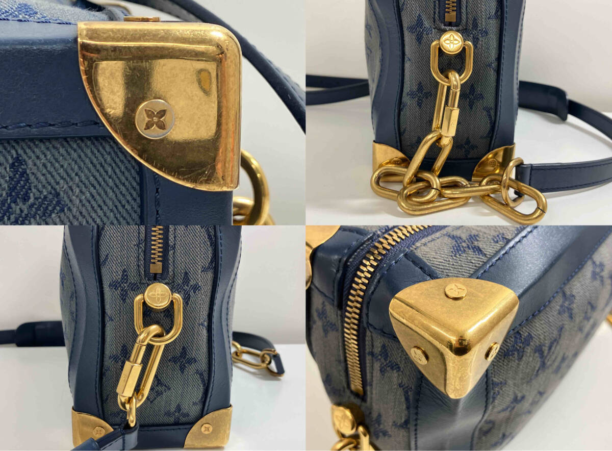 【鑑定書付き】LOUIS VUITTON ルイヴィトン モノグラムデニム ソフトトランク M44723 青 ブルー ショルダーバッグ_画像6