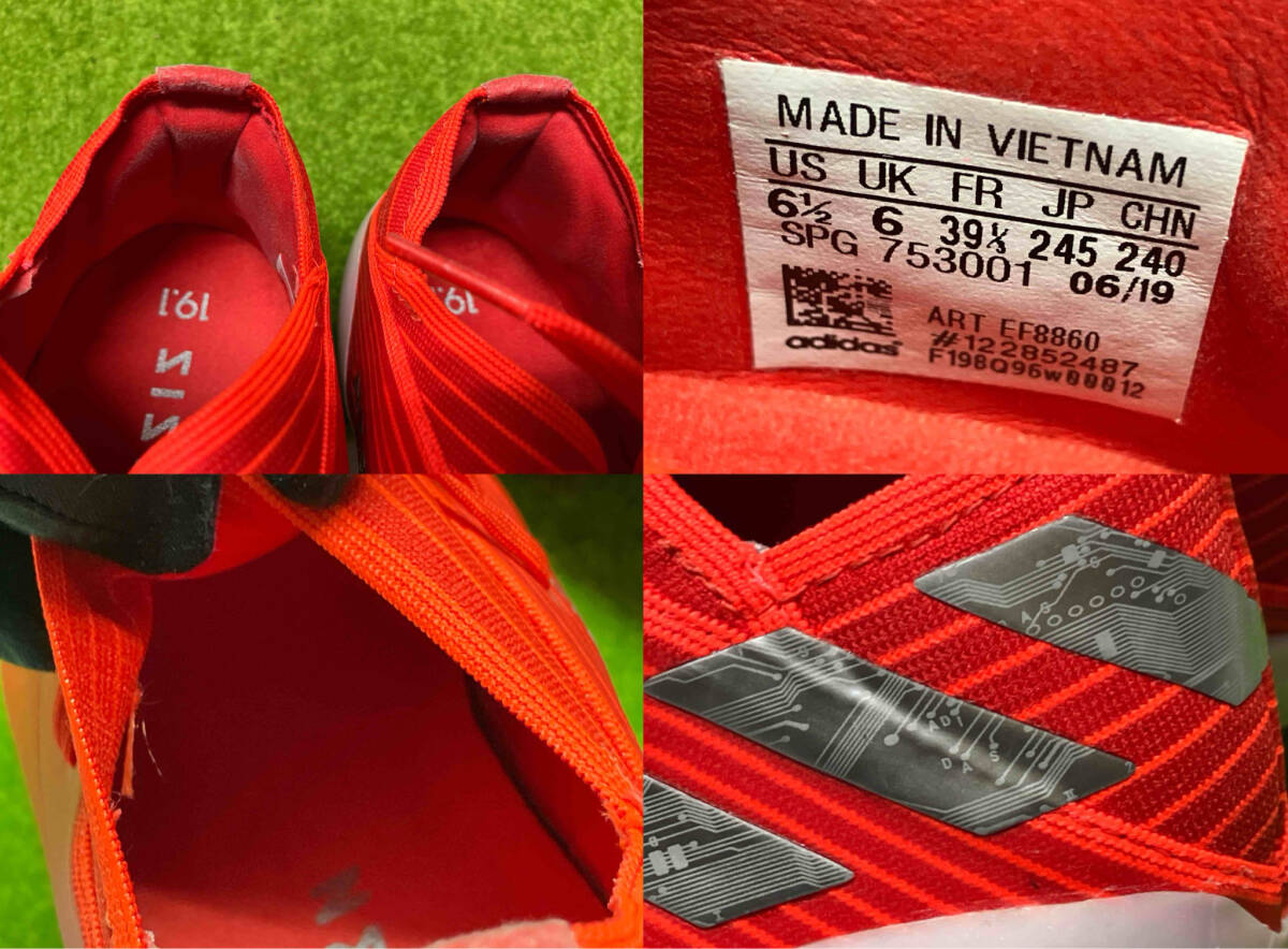 adidas アディダス サッカーシューズ 24.5cm ネメシス 19.1-ジャパン HG/AG(レッド×ホワイト)_画像7