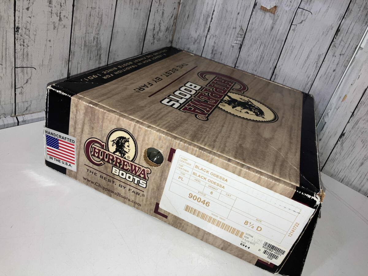 CHIPPEWA チペワ ブラック オデッサ レースアップブーツ/US8.5 ブラック/レザー/ビブラムソール 26.5cm 箱付_画像9