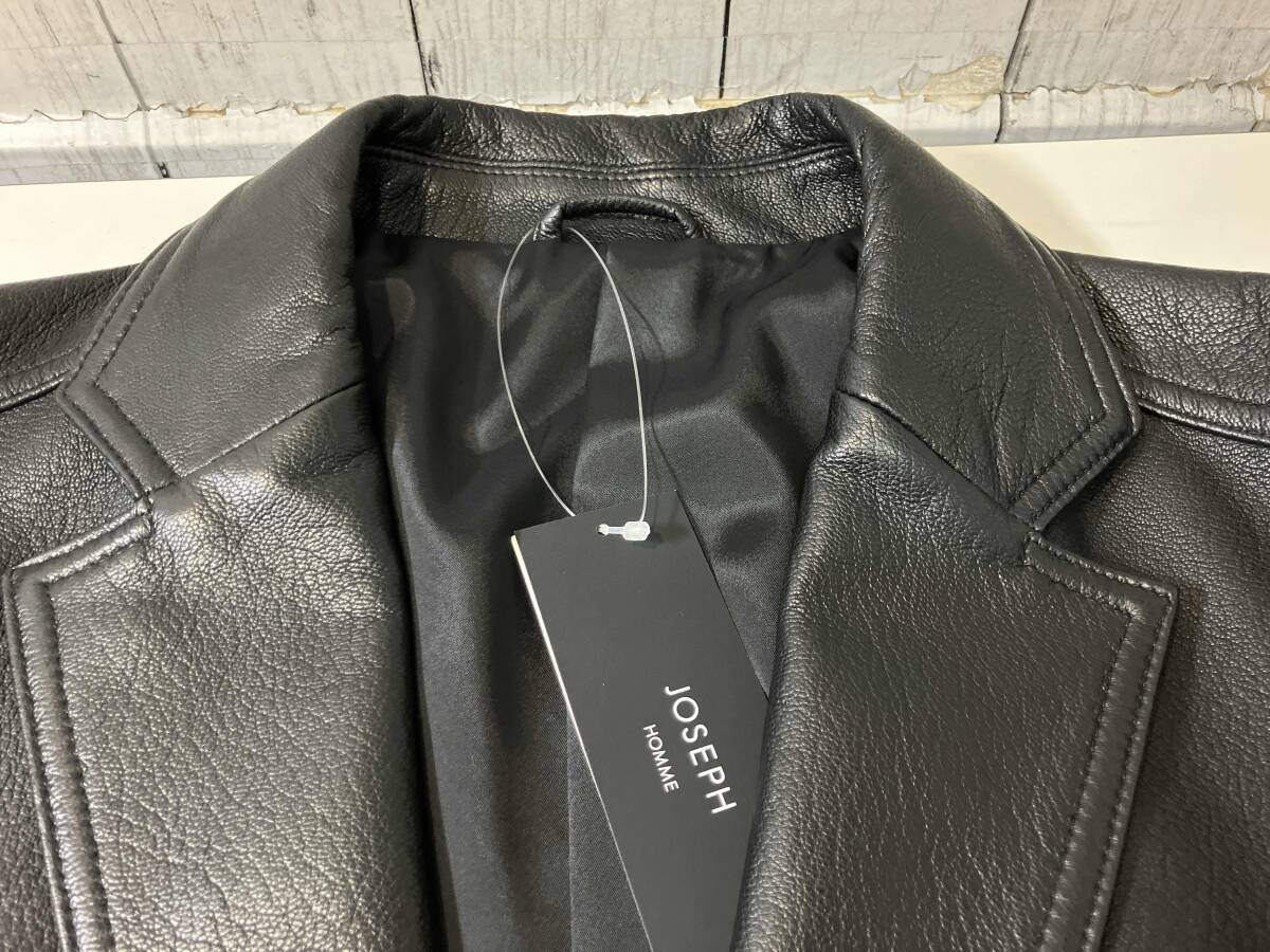【タグ付き】JOSEPH HOMME ジョセフオム ライトゴートシュリンクレザージャケット LWJHCA0103 テーラードジャケット ブラック サイズ46_画像5