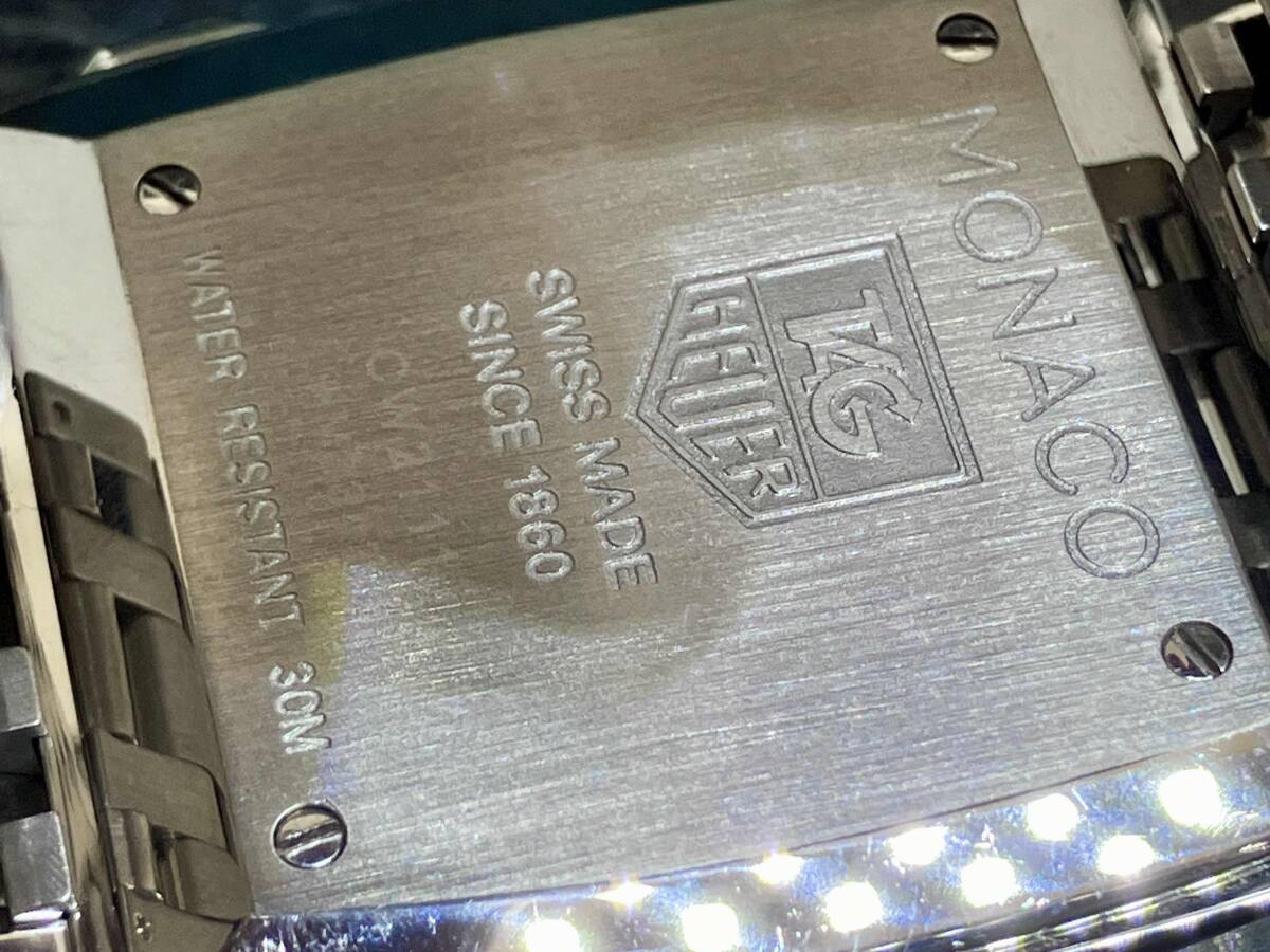 仕上げ済み TAG HEUER MONACO タグホイヤー モナコ CW2111 クロノ スモセコ SS ブラック文字盤 スクエア 自動巻き 腕時計 箱有り_画像8