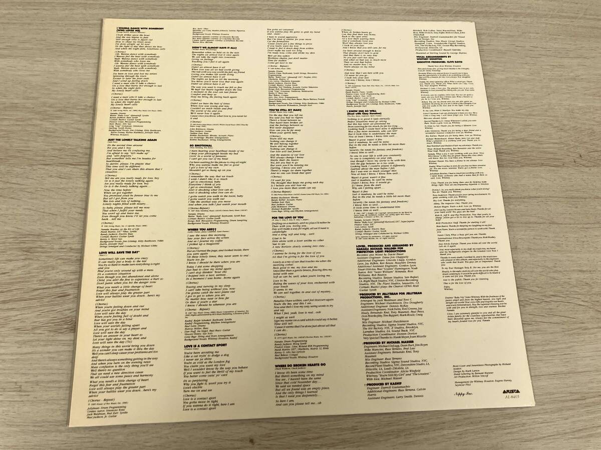 【LP】 Whitney Houston WHITNEY AL-8405_画像6