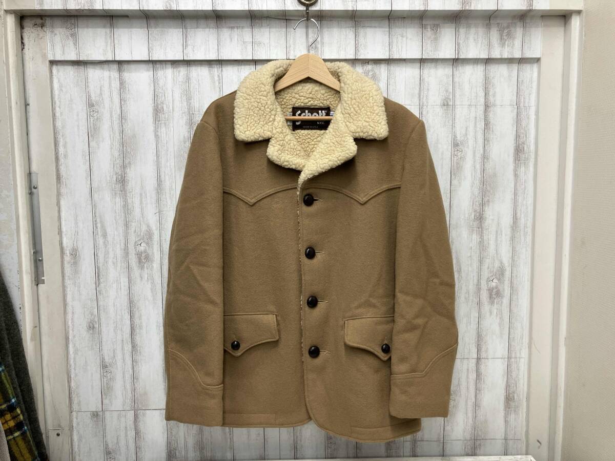 SCHOTT USA製 Schott ショット ボア メルトン ウール ランチコート サイズ38 その他コート_画像1