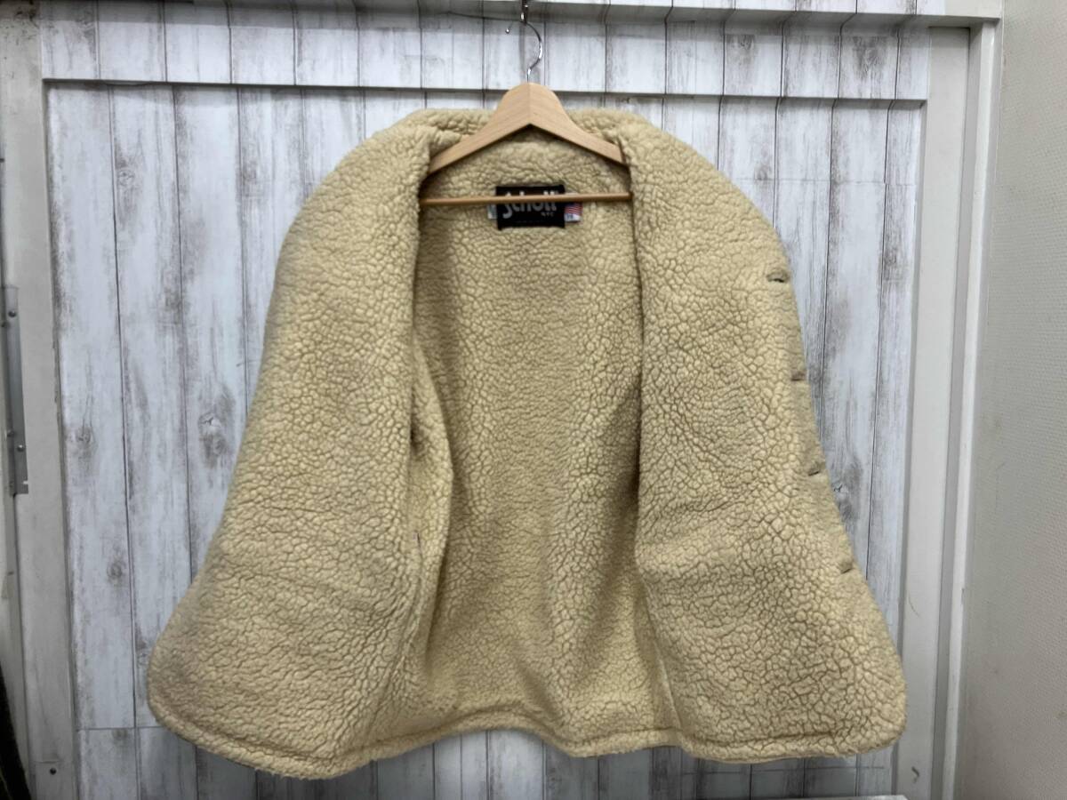 SCHOTT USA製 Schott ショット ボア メルトン ウール ランチコート サイズ38 その他コート_画像3