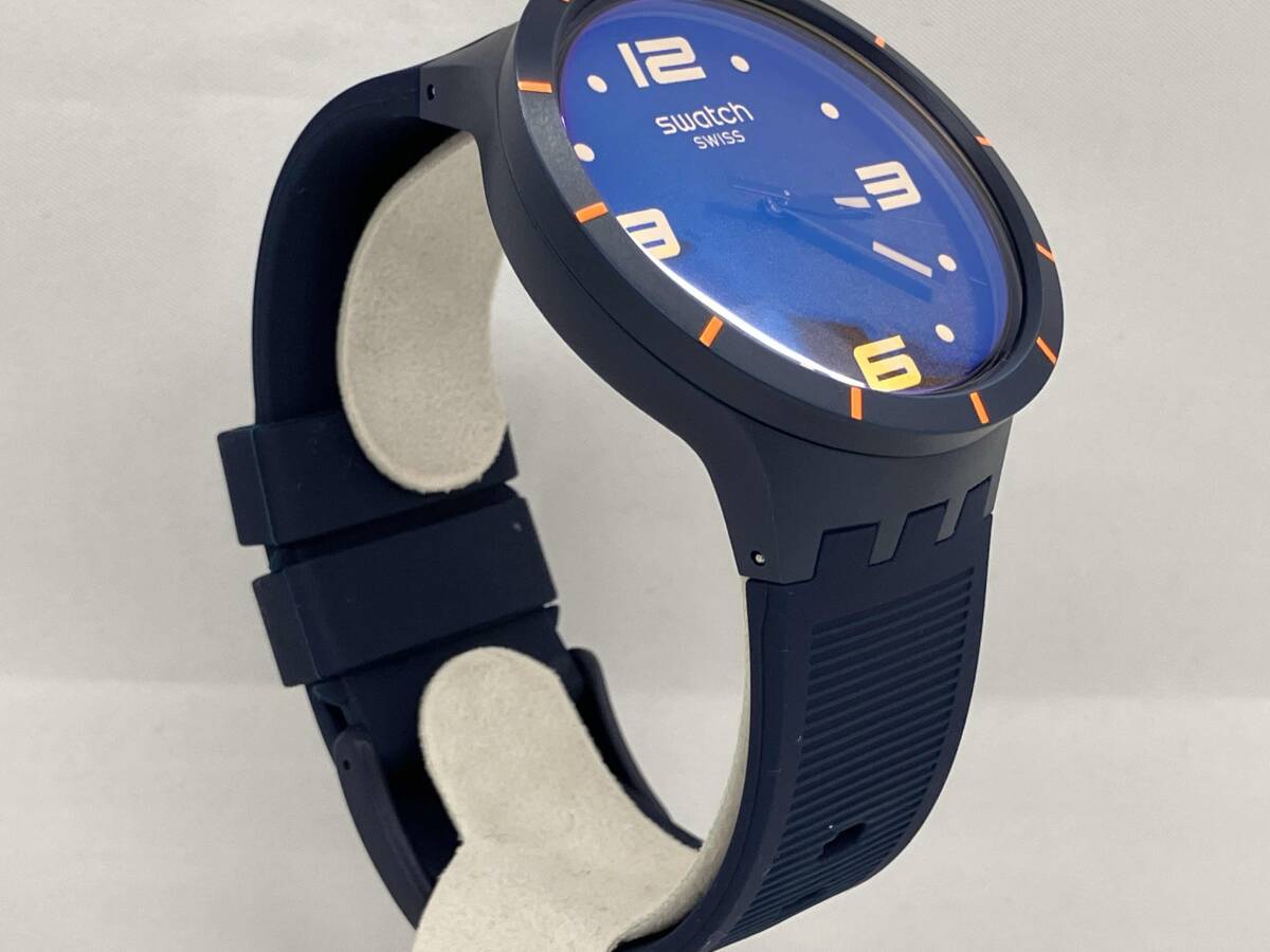 swatch クォーツ FUTURISTIC フューチャリスティック BIG BOLD ビッグボールド QZ スウォッチ ネイビー 紺 オレンジ_画像3