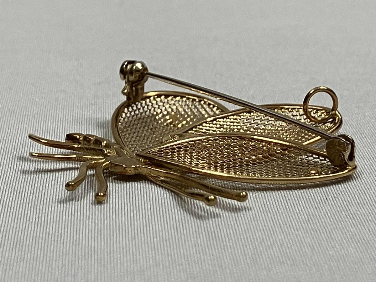 K18 ブローチ 4.7g H4.0×W3.8cm 蝶モチーフ バタフライ_画像6