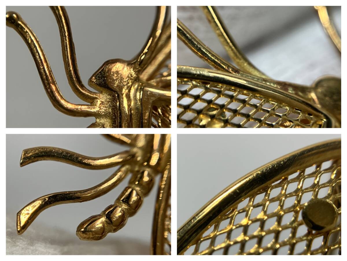 K18 ブローチ 4.7g H4.0×W3.8cm 蝶モチーフ バタフライ_画像8