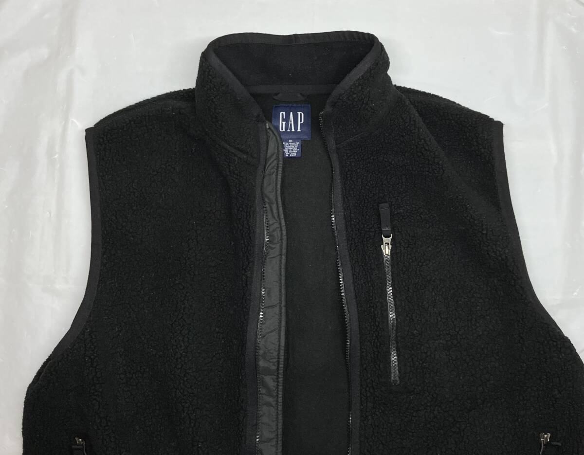 GAP ギャップ 90s~ ボア フリースベスト ブラック ベスト YS9906148 ロゴジップ サイズXL 韓国製 ポリエステル55% アクリル45%_画像6