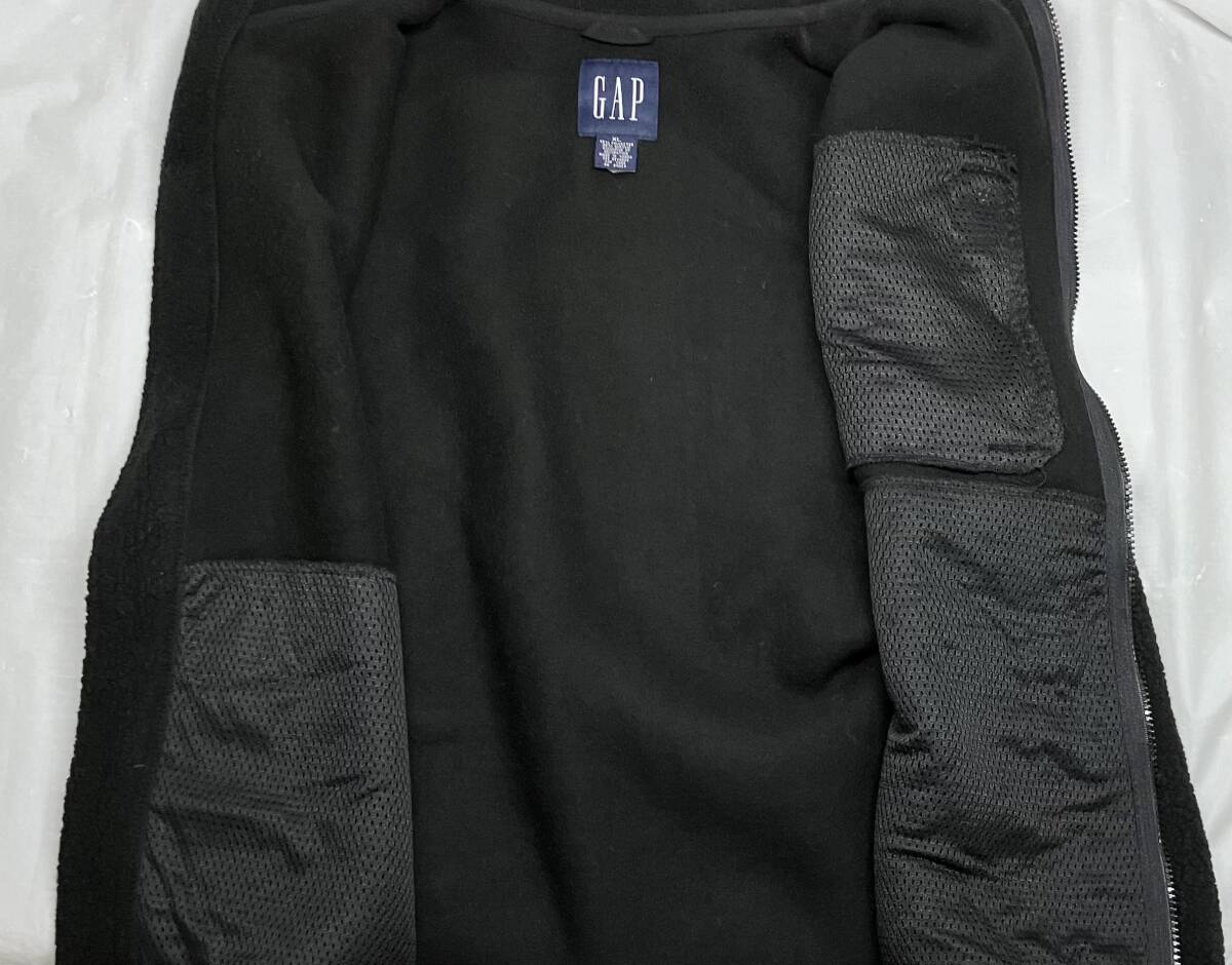 GAP ギャップ 90s~ ボア フリースベスト ブラック ベスト YS9906148 ロゴジップ サイズXL 韓国製 ポリエステル55% アクリル45%_画像7