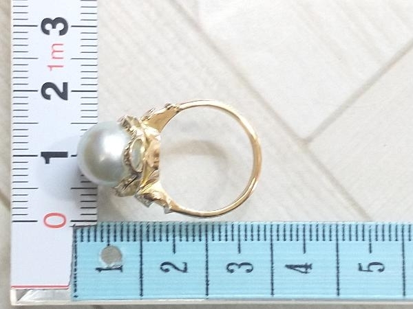 仕上済み K18 パールデザインリング 9mm珠 4.4g ＃9 18K YG 18金 イエローゴールド 指輪 店舗受取可_画像6
