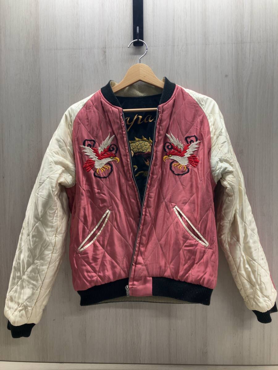 東洋エンタープライズ TT14652 スカジャン テーラー東洋 アセテート Mサイズ 黒 ピンク_画像1