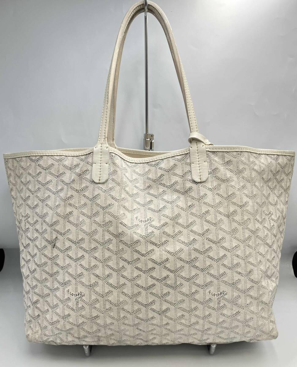 GOYARD ゴヤール サンルイPM トートバッグ ショルダーバッグ セミショルダー コーティングキャンバス レザー ホワイト ポーチ付き ゴヤール_画像1