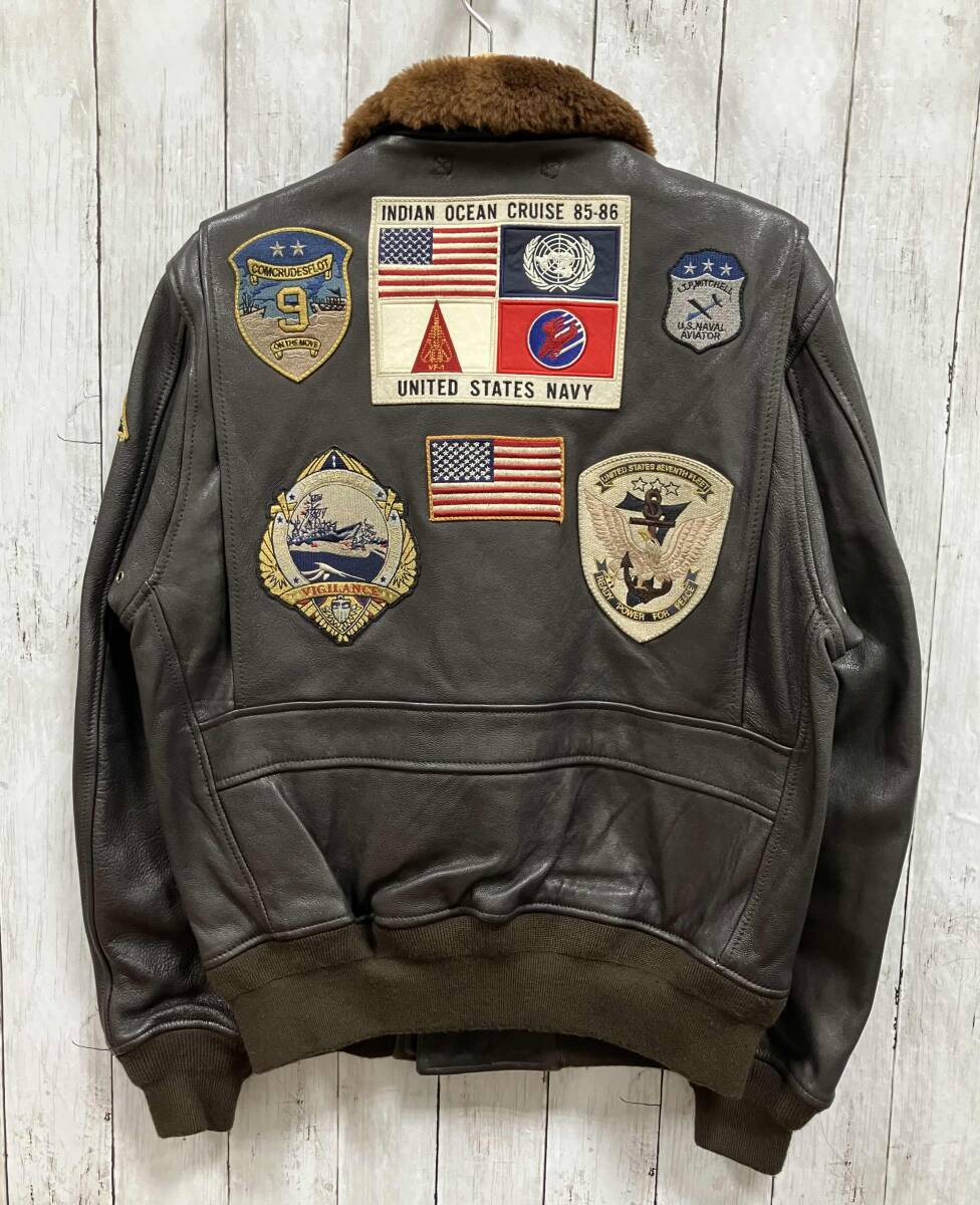 AVIREX/その他フライトジャケット/TOP GUN/GOAT SKIN 山羊革/6101063/BROWN/アヴィレックス/サイズ38_画像2