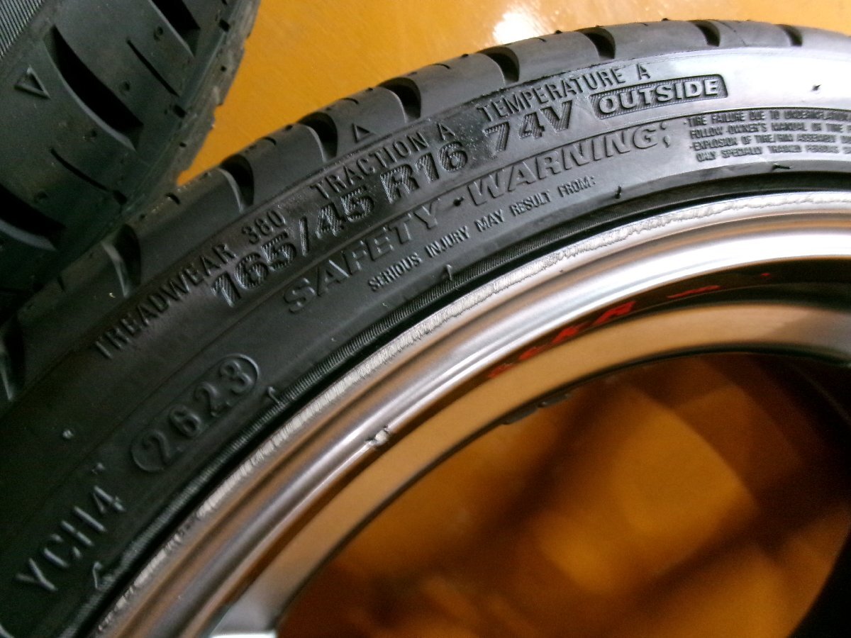 ☆スピスタ☆タイヤホイール　ブラックレーシング HT-03　Nシリーズ アルト　16インチ　5.5J +45 100-4　165/45R16　R161084　中古　23_画像3