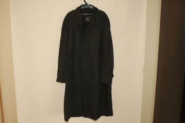 4133*XL：バーバリーズ、白混じり黒、ウールコート、良品_画像4