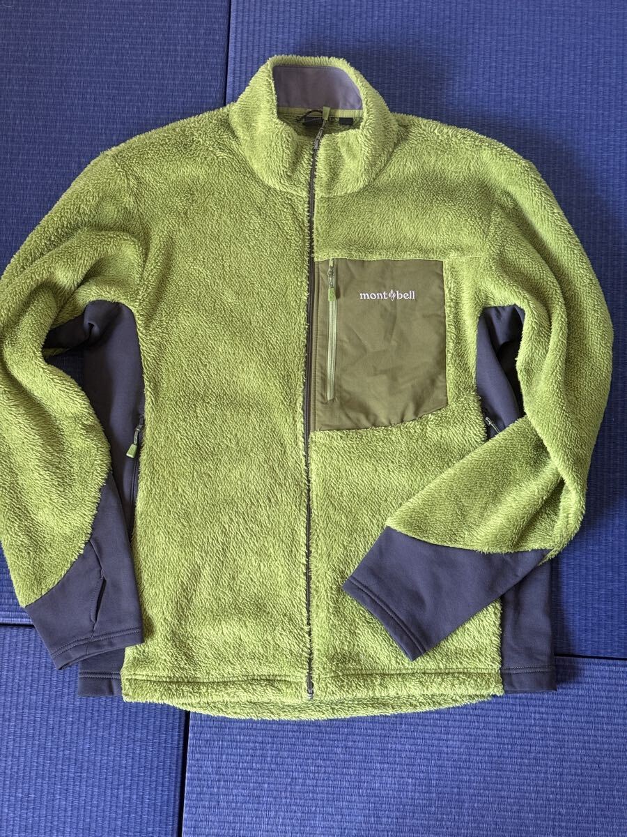 【中古】モンベル mont-bell フリース ジップアップ XL 緑系 ボア_画像1
