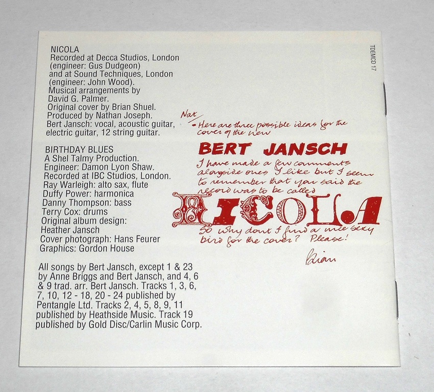 1993年UK盤『Nicola + Birthday Blues：Bert Jansch』英国トラッド・フォーク重要人物 バート・ヤンシュ 67年4作目と69年5作目★2on1CD_画像7