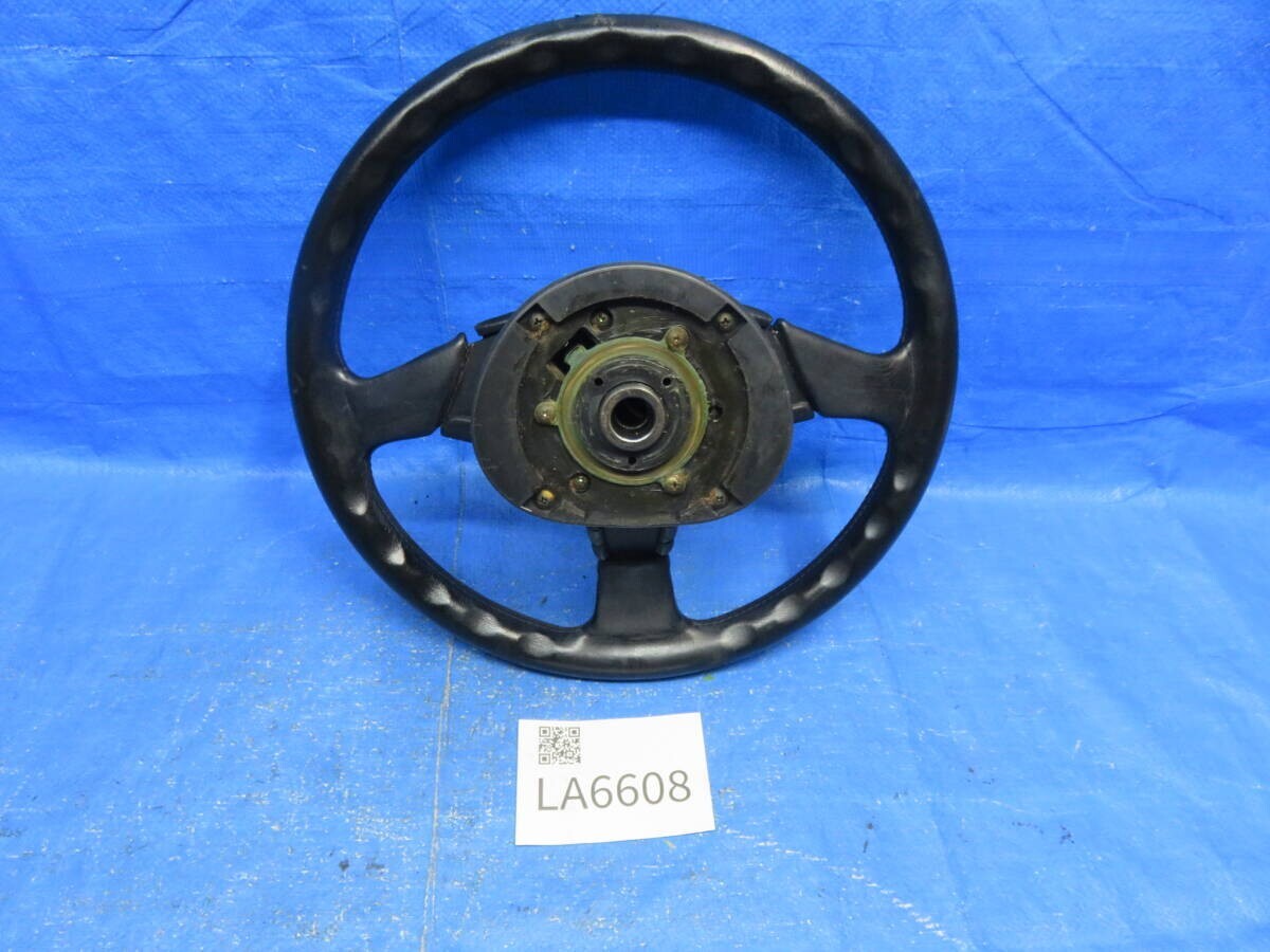 LA6608* スバル BC5 レガシィ/RSターボ レザーハンドル MOMO 革巻きステアリング/純正 BF5 BFA BF3　※小傷_画像6