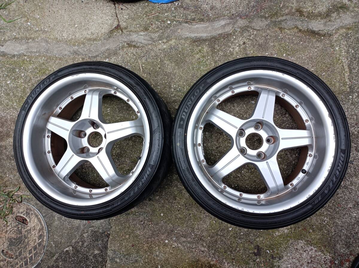 18インチ 114.3 5穴 9.5J +15 タイヤ ホイール 2本セット 255/35R18 PCD 5H BCNR33 BNR32 Z32 Z33 S14 S15 スカイライン 深リム ドリケツ_画像1