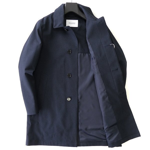 新品 7.2万 マッキントッシュフィロソフィー ウール調 ピンヘッド ステンカラーコート 40(L) 濃紺 【J44965】 WELLINGTON 秋冬 コート_画像2
