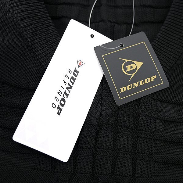 新品 ダンロップ 軽量 エンボス チェック ニット ベスト M 黒 【I53387】 秋冬 DUNLOP REFINED カジュアル ゴルフ スポーツ ジャージー_画像8