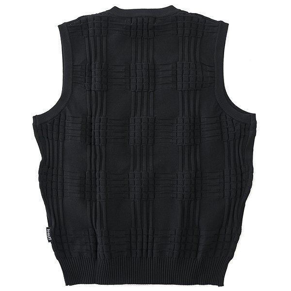 新品 ダンロップ 軽量 エンボス チェック ニット ベスト M 黒 【I53387】 秋冬 DUNLOP REFINED カジュアル ゴルフ スポーツ ジャージー_画像2