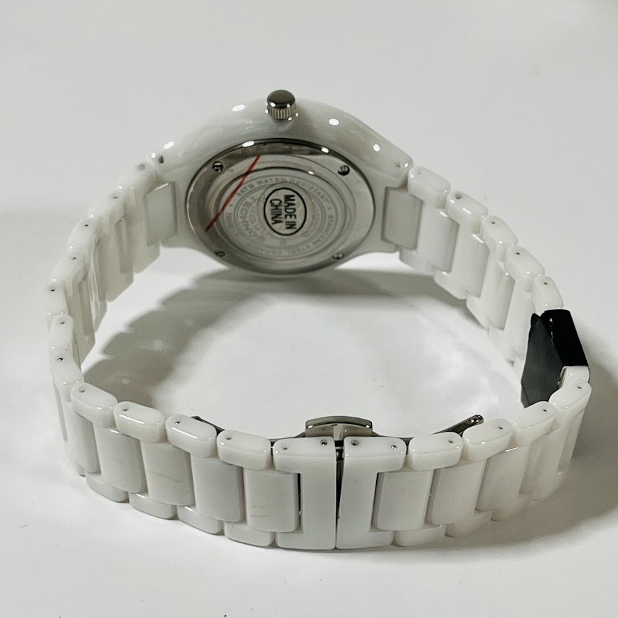 ★TECHNOS★　テクノス　セラミック　ホワイト　T6595　クオーツ　美品　動作未確認　_画像5