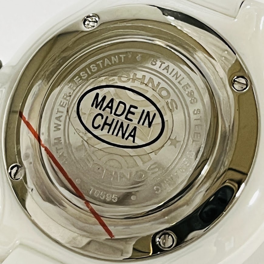 ★TECHNOS★　テクノス　セラミック　ホワイト　T6595　クオーツ　美品　動作未確認　_画像6