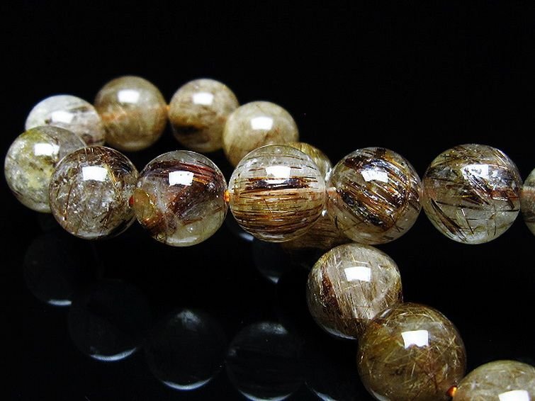 誠安◆天然石高級品金針ルチル水晶ブレスレット 11mm [T50-10072]の画像2