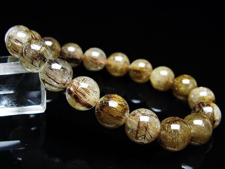 誠安◆天然石高級品金針ルチル水晶ブレスレット 11mm [T50-10072]の画像1