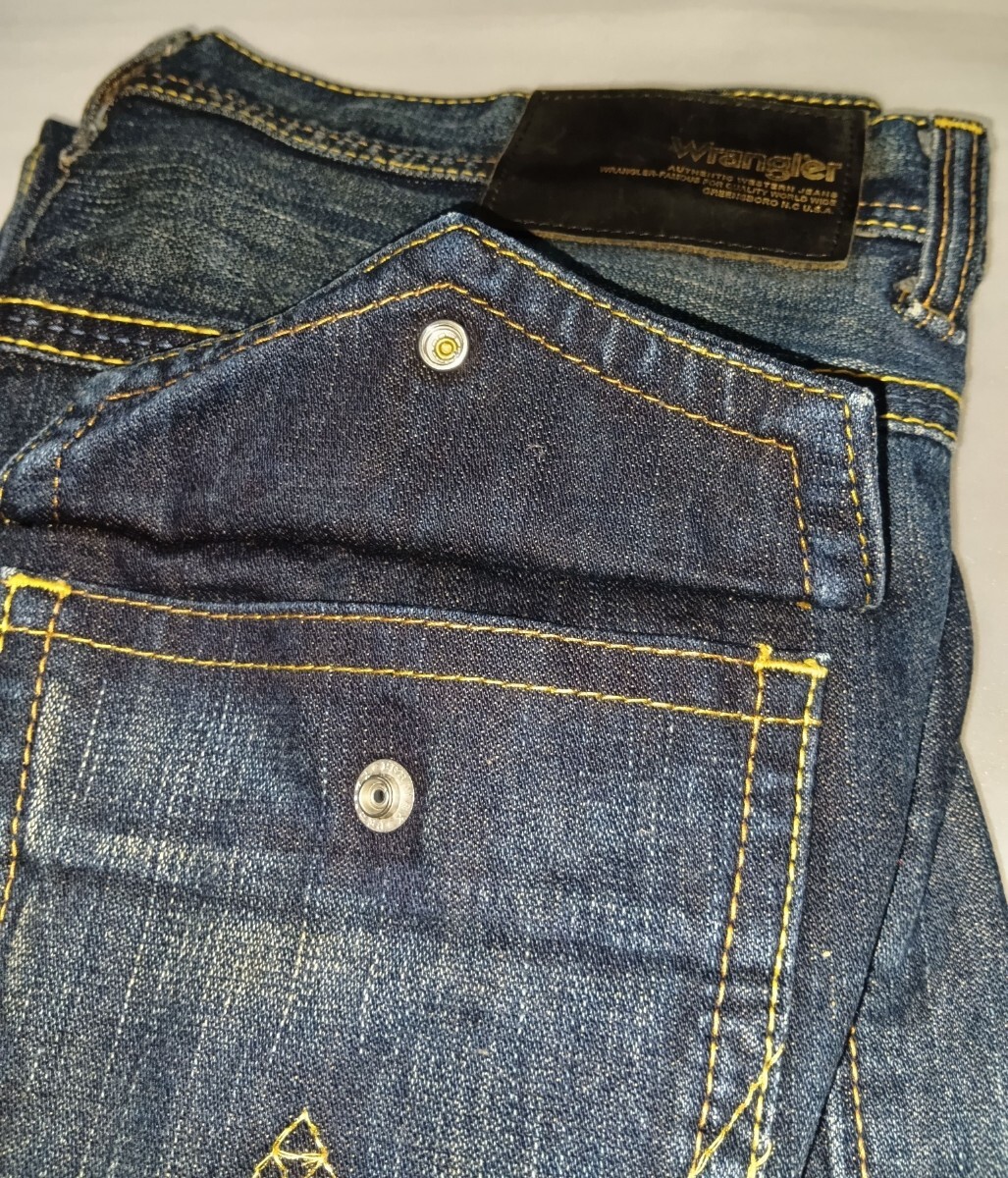 ☆Wrangler W34インディゴブルー藍色デニム紺ロング パンツ長ズボン ボトムス ファッションCOTTONジーパン ラングラー ジーンズ エドウィン_画像3