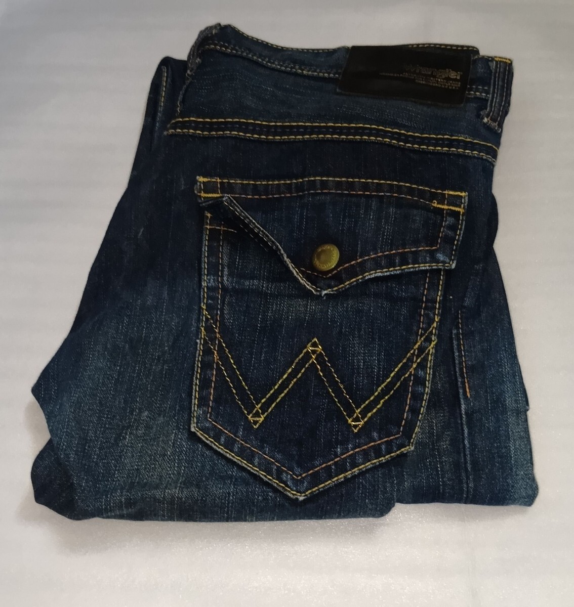 ☆Wrangler W34インディゴブルー藍色デニム紺ロング パンツ長ズボン ボトムス ファッションCOTTONジーパン ラングラー ジーンズ エドウィン_画像2