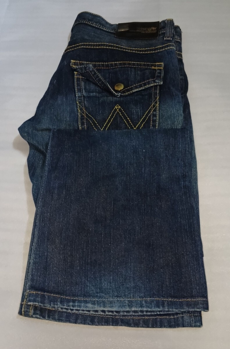 ☆Wrangler W34インディゴブルー藍色デニム紺ロング パンツ長ズボン ボトムス ファッションCOTTONジーパン ラングラー ジーンズ エドウィン_画像9