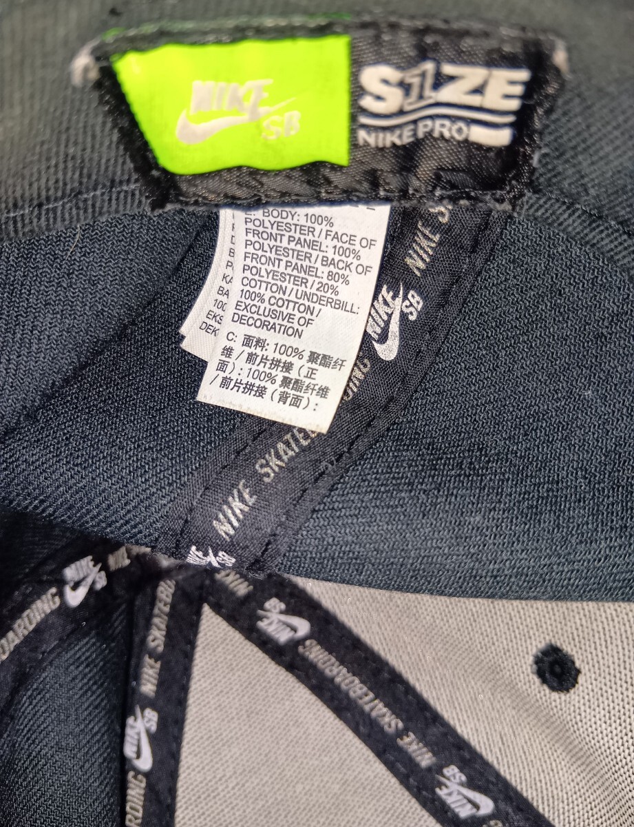 ☆NIKE SB PROキャップ帽子ぼうし調節可S1ZE56cmブラック黒色スポーツ白SWOOSH刺繍ファッション アウトドア ウェア ナイキBETTER WORLD.COM_画像8