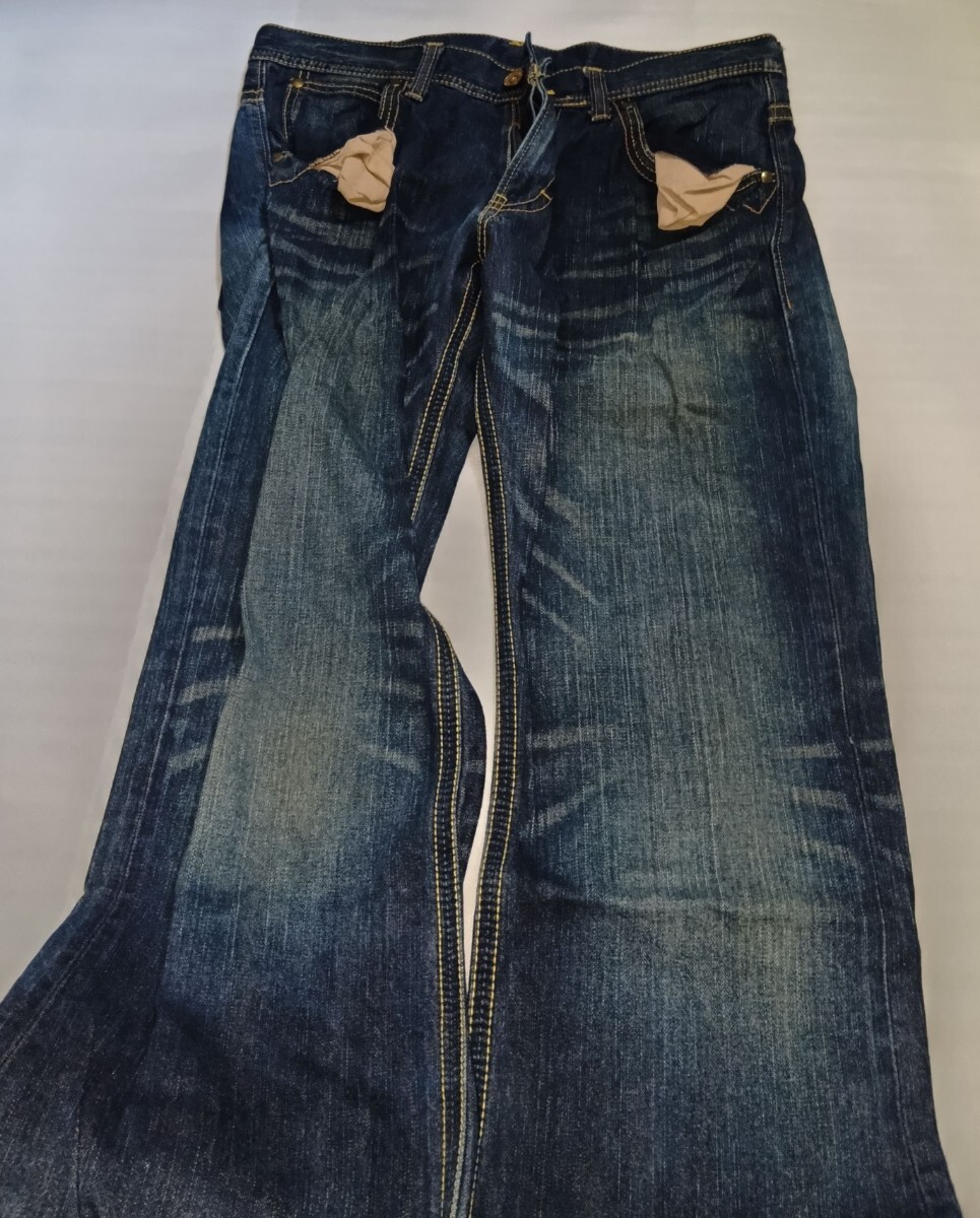 ☆Wrangler W34インディゴブルー藍色デニム紺ロング パンツ長ズボン ボトムス ファッションCOTTONジーパン ラングラー ジーンズ エドウィン_画像4
