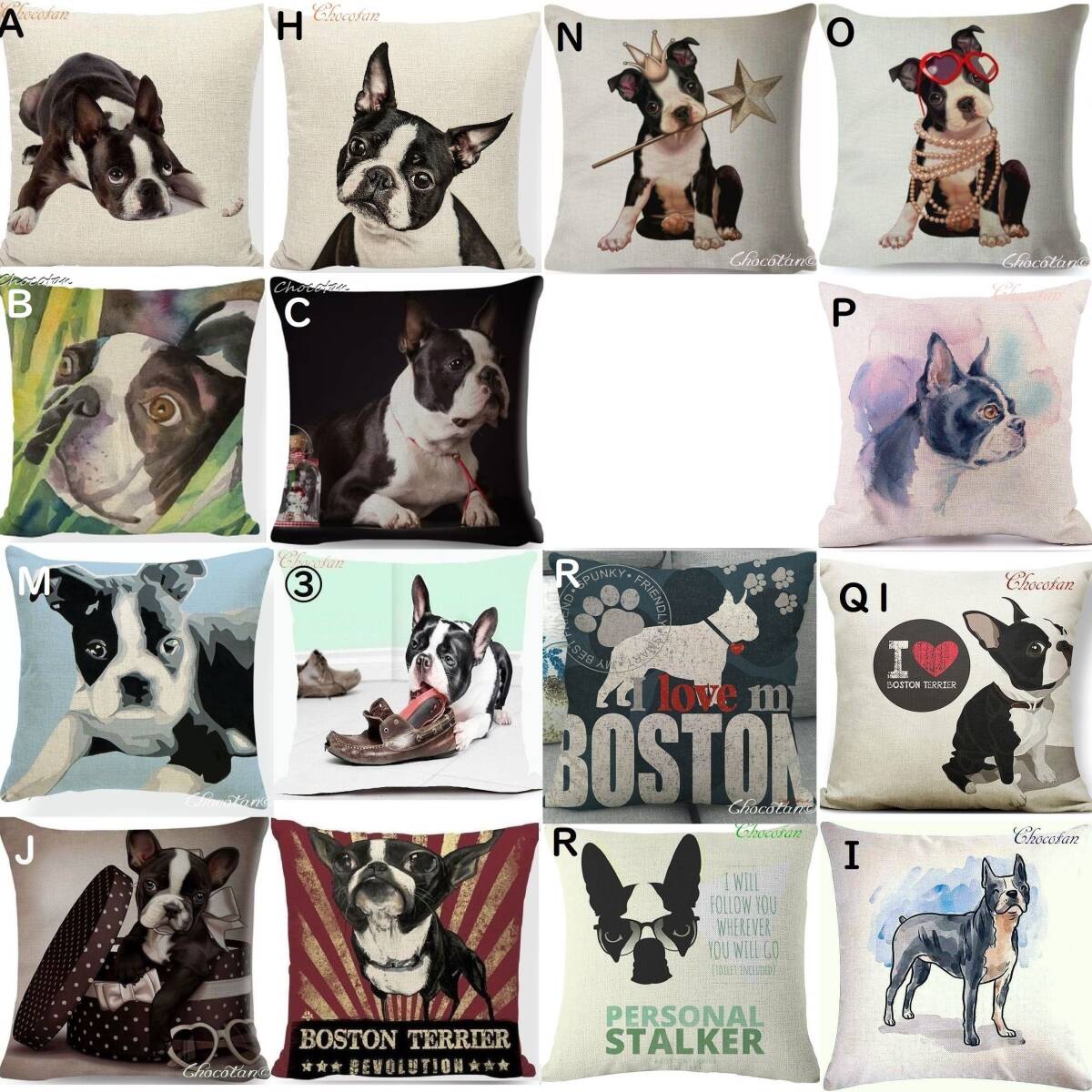 【送料無料】ボストンテリア Ａ ピーチスキン 45x45cm クッションカバー　【新品】_画像5