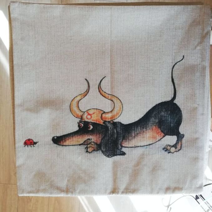 【送料無料】ダックスフンド 星座 牡牛座 クッションカバー 45x45【新品】_画像2