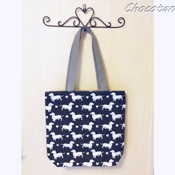 【送料無料】ダックスフンド Ｂ 内布 ポケット付き トートバッグ【新品】_画像5