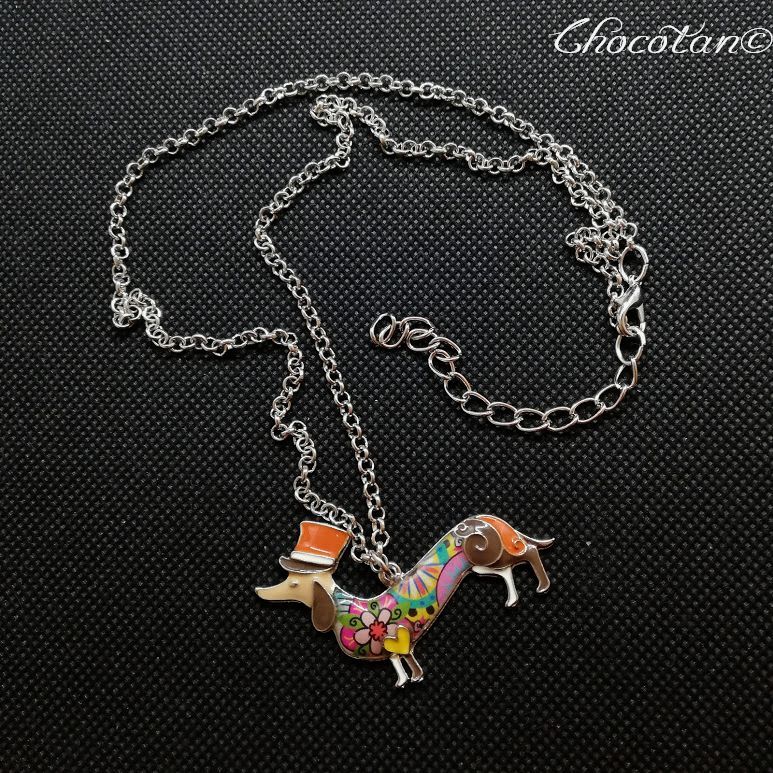 【送料無料】ダックス Ｂ 帽子 茶 エナメルネックレス ダックス【新品】_画像3