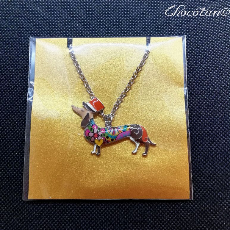 【送料無料】ダックス Ｂ 帽子 茶 エナメルネックレス ダックス【新品】_画像2