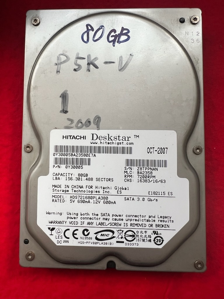 不良返金保証  HITACHI HDS721680PLA380 3.5インチHDD (AA87)_画像1