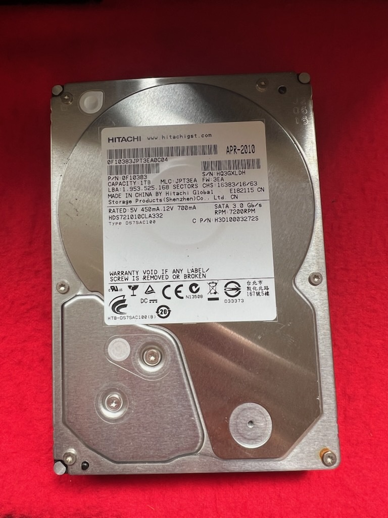 不良返金保証　 HITACHI HDS721010CLA332 1TB 3.5インチSATA HDD　(A039)_画像1