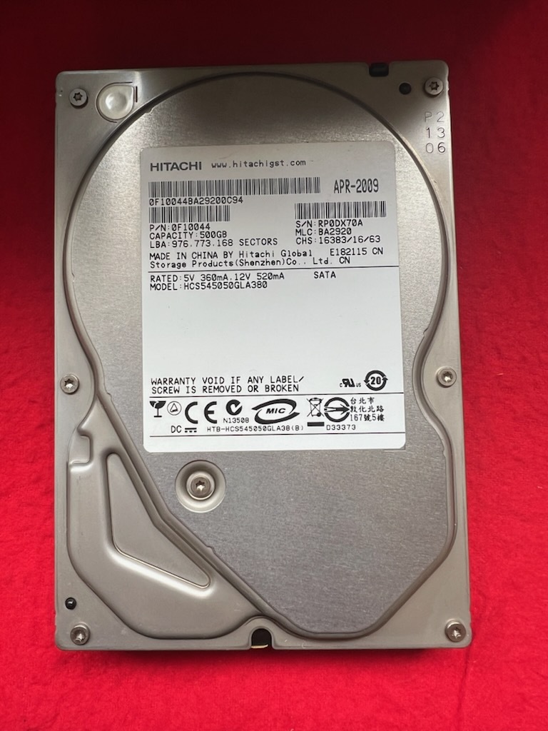 不良返金保証 HITACHI 3.5インチ HDD HCS545050GLA380 500GB SATA (A025)_画像1