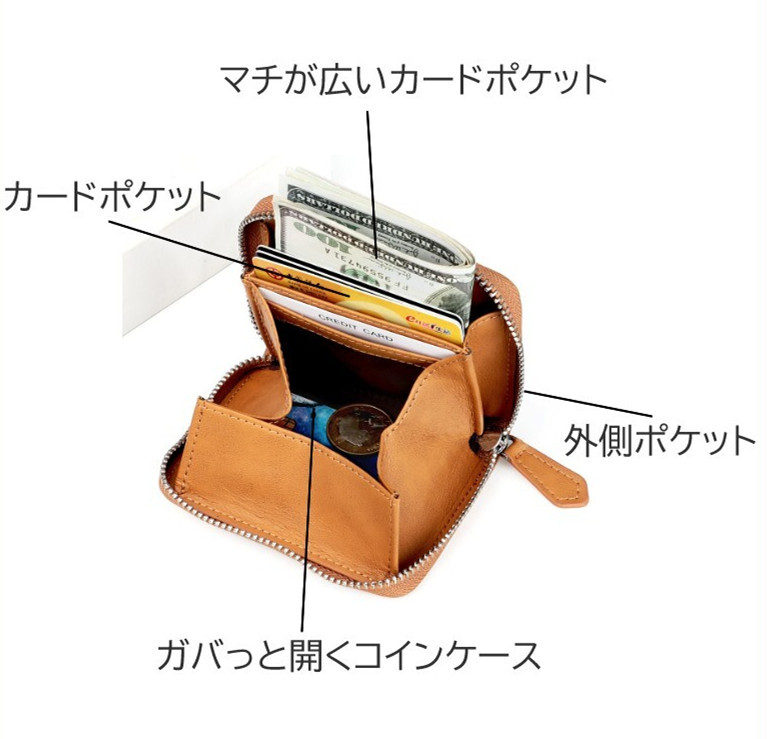 ミニ財布 コインケース スキミング防止 本革 小銭入れ 美品推薦 取り出しやすい おしゃれ 運気 金運 レディース メンズ ブラウンの画像2