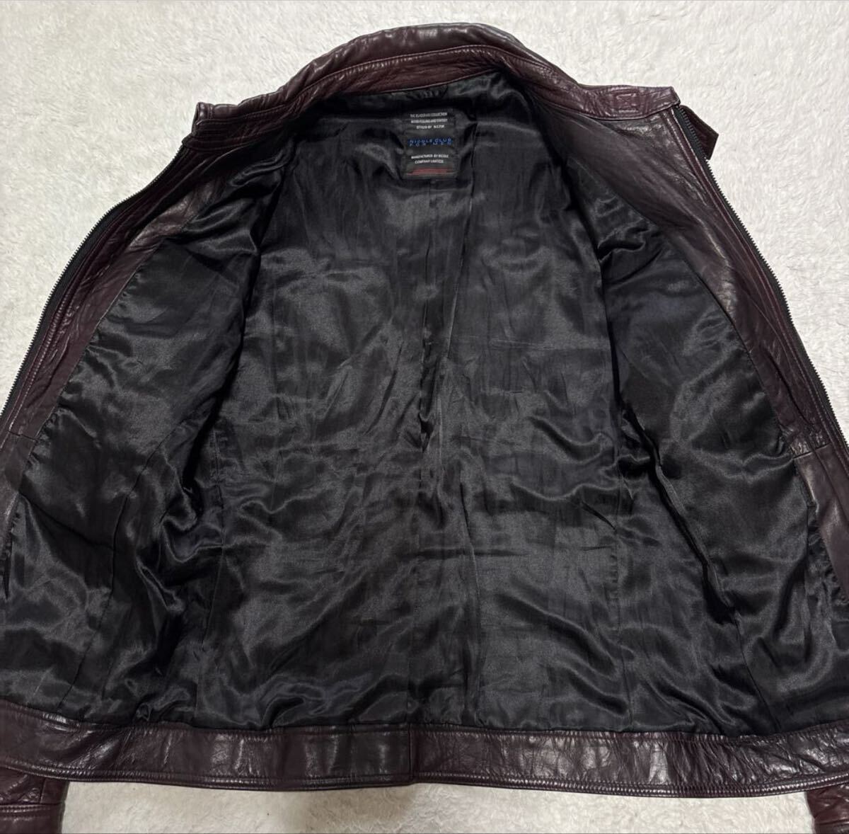 希少色　NICOLE CLUB FOR MEN ニコルクラブフォーメン　 レザージャケット　ワインレッド　赤茶　ダブルジップ　シングルライダース　本革_画像6