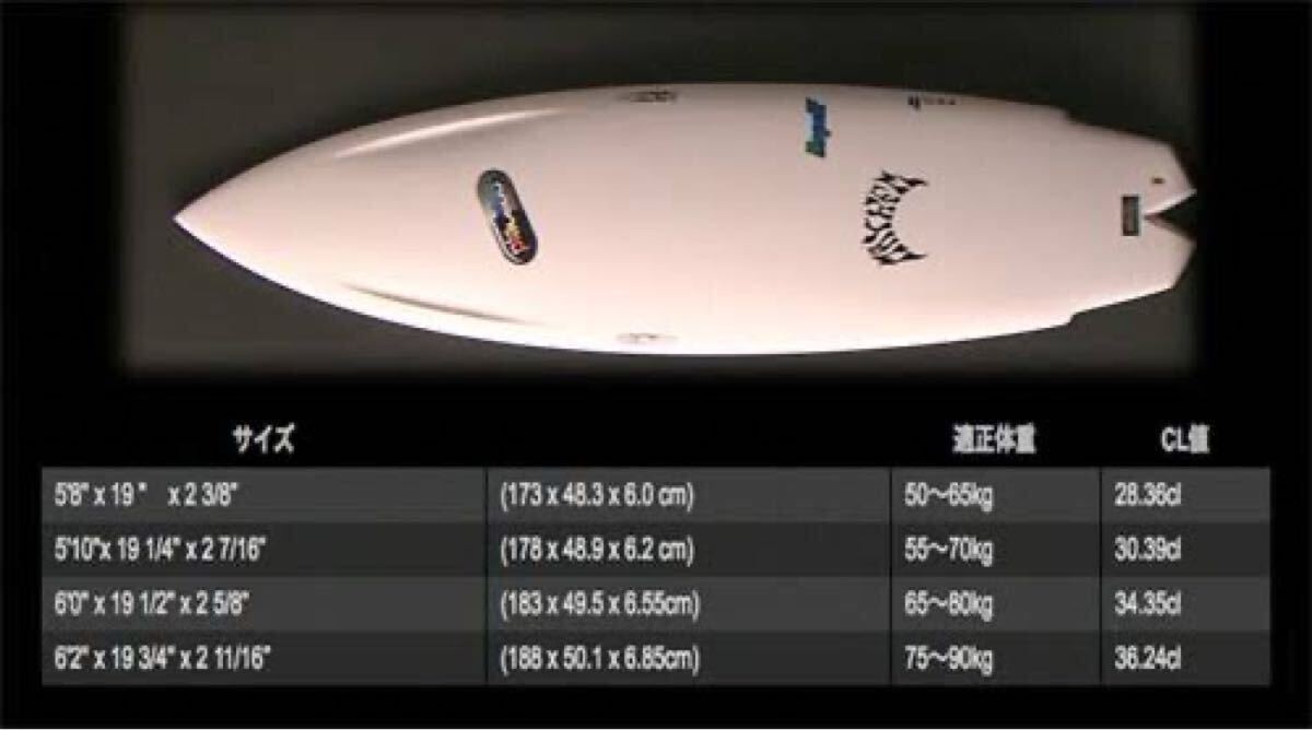 【美品】プレセボ NEWリップクエス2 5’10” 30.39L placebo サーフボード サーフィン FCS2 メイヘム LOST_画像6