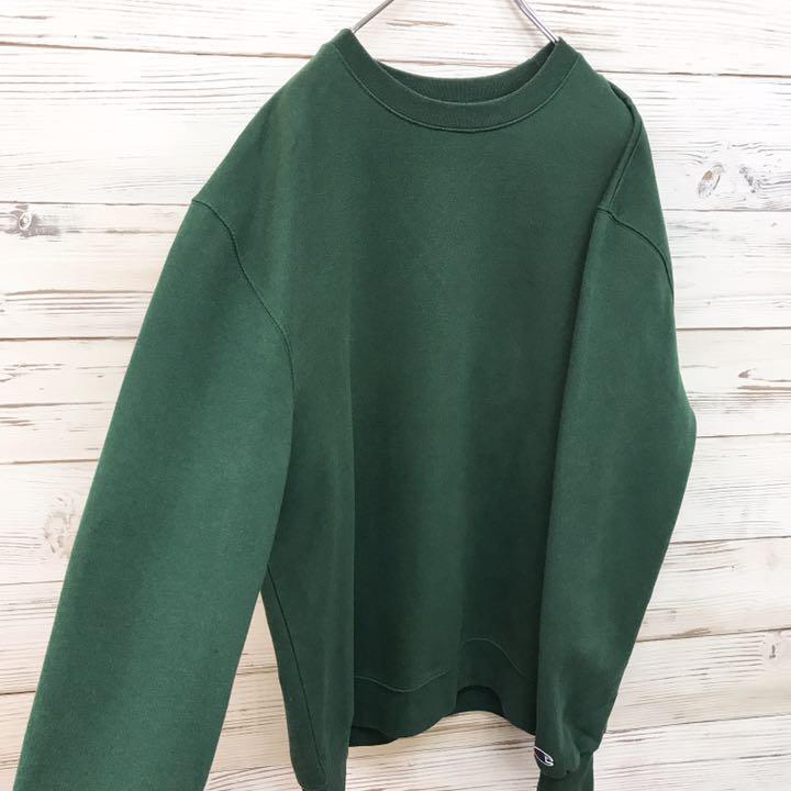 《希少カラー》チャンピオン☆スウェット XL 刺繍ロゴ グリーン SW143_画像3