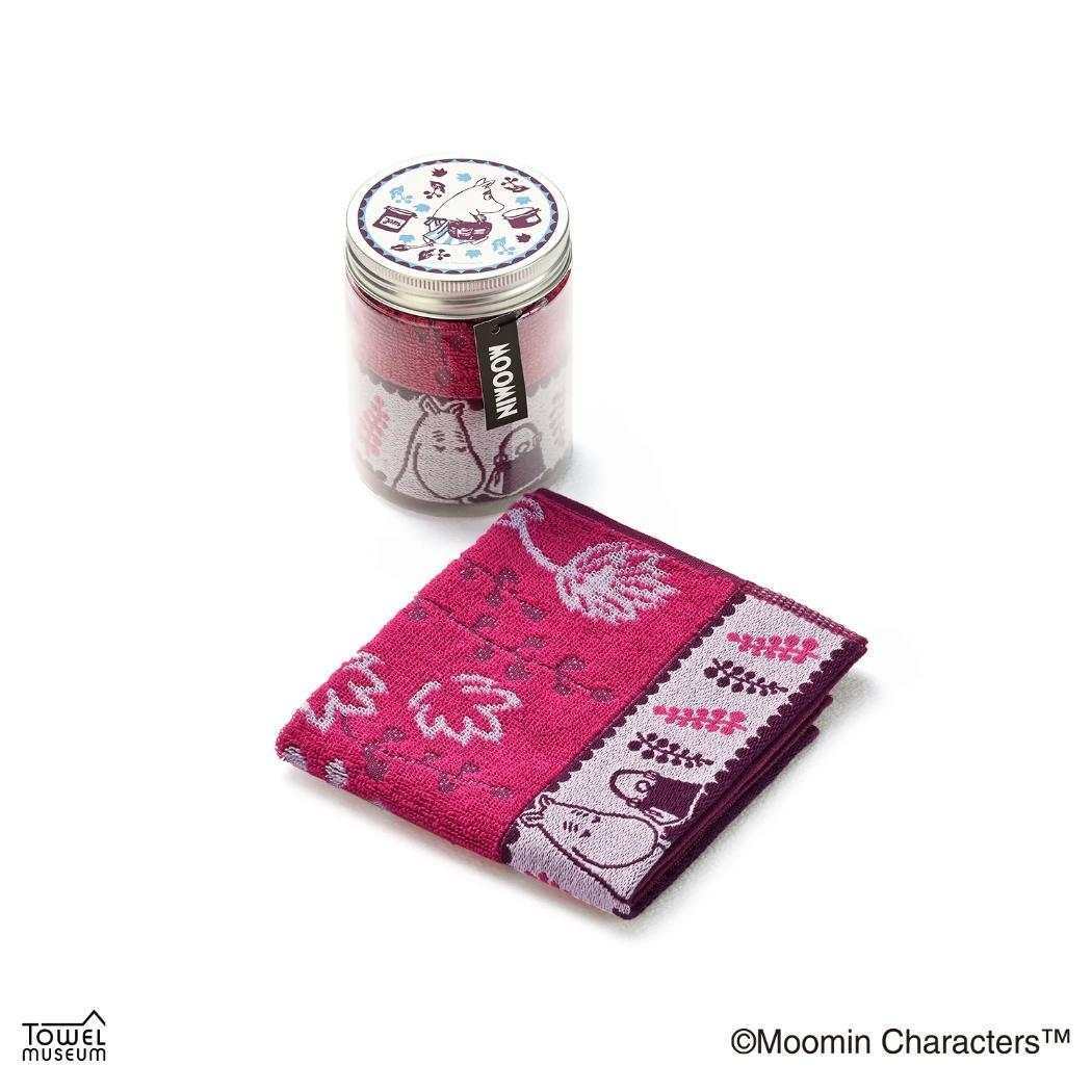ムーミン ミニタオル フルフィーコットン タオルハンカチ ジャム瓶 パープル 北欧 タオル美術館 プレゼント かわいい キャラクタ_画像3