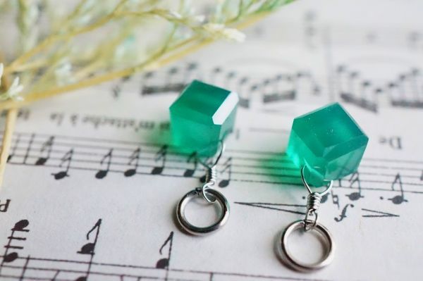 【フープ用チャーム】サージカルステンレス284 グリーンオニキス チャーム 1ペア 金属アレルギー対応金具使用 ピアスチャーム　　　　　_画像7